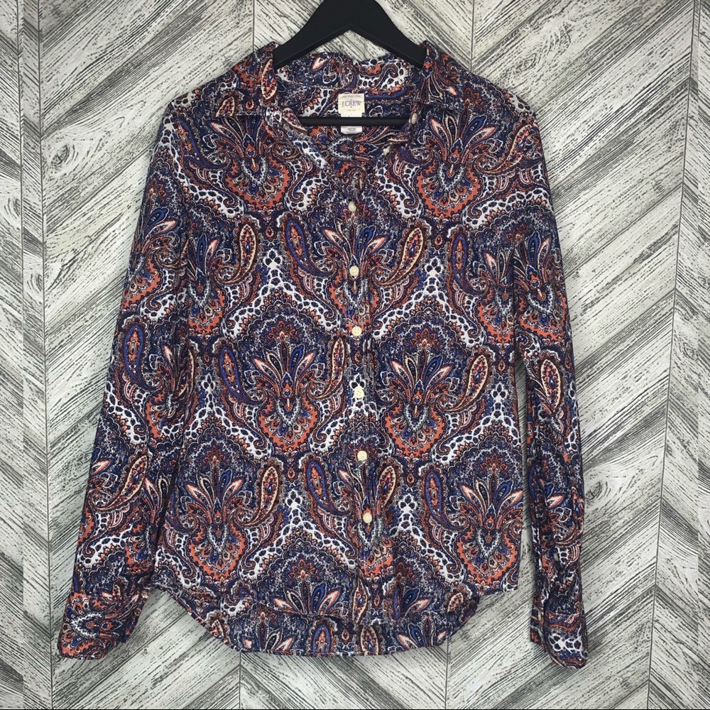 J CREW • Paisley Print Long Sleeve Top